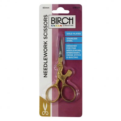 SCISSOR NEEDLEWORK GOLD PLATED 90MM 018198