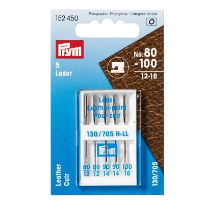 PRYM SEWING MACHINE NEEDLES 130/705 LEATHER 80-100