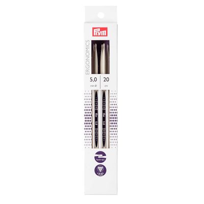 PRYM ERGO DOUBLE-POINT KNITTING PINS 20CM/5MM 2PC