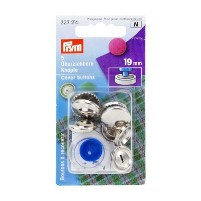 PRYM COVER BUTTONS BRASS 19 MM SILVER COL