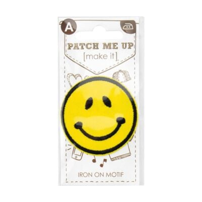 MOTIF IRON-ON SMILEY FACE 3PK