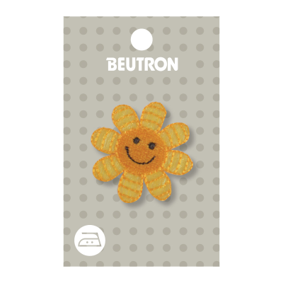 MOTIF IRON-ON SMILEY FACE DAISY 3PK