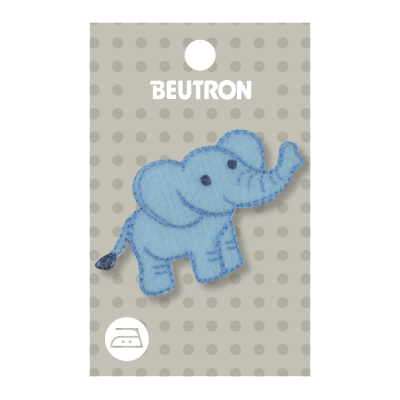 MOTIF IRON-ON ELEPHANT BLUE 3PK