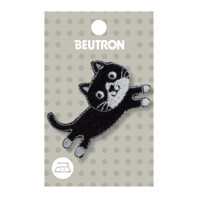 MOTIF IRON-ON CAT BLACK 3PK