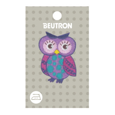 MOTIF IRON-ON OWL PURPLE 3PK