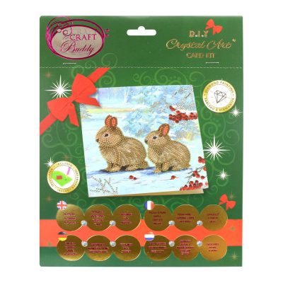 CRYSTAL CARD KIT 18X18CM - WINTER BUNNIES