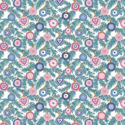 LIBERTY FABRICS A WOODLAND CHRISTMAS 110CM X 10MT - 6024B FESTIVE BAUBLES