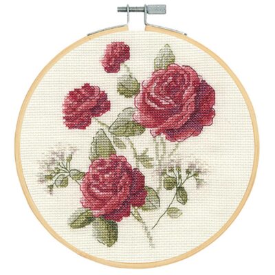 DMC CROSS STITCH KIT - ROSES 14CT 18CM