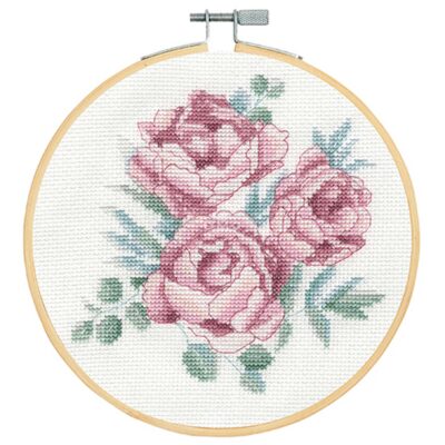 DMC CROSS STITCH KIT - PEONIES 14CT 18CM