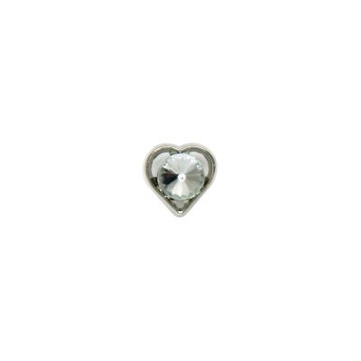 HEMLINE BUTTONS SILVER EDGE HEART W.DIAMONTE