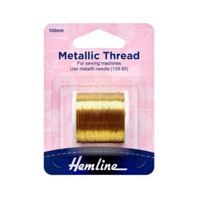 HEMLINE HANGSELL THREAD METALLIC 100M GOLD