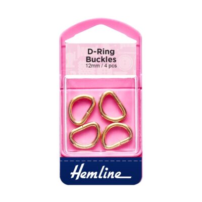 HEMLINE HANGSELL BUCKLE D RINGS 12MM 4PCS GOLD