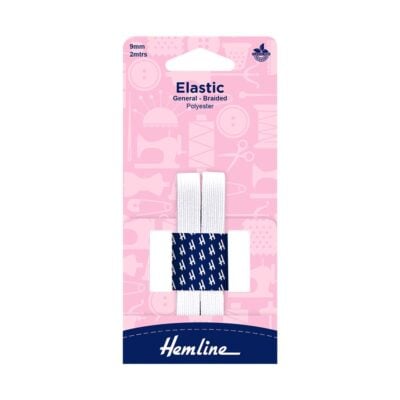 HEMLINE HANGSELL ELASTIC G/P BRAIDED 9MM X 2M