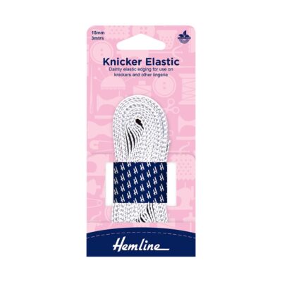 HEMLINE HANGSELL ELASTIC KNICKER 15MM X 3M WHITE