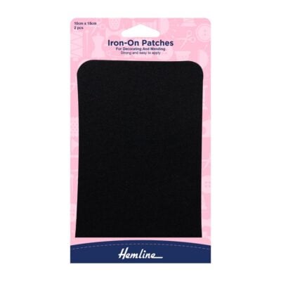 HEMLINE HANGSELL PATCHES IRON ON 2 PCS BLACK