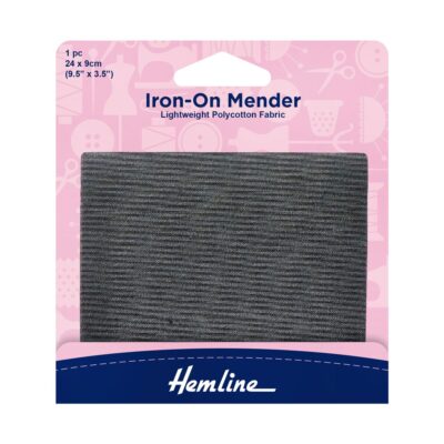 HEMLINE HANGSELL PATCH MENDER IRON-ON 1PCE D GREY