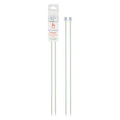 PONY STRAIGHT PAIR OF NEEDLES WITH ENDS 25CM