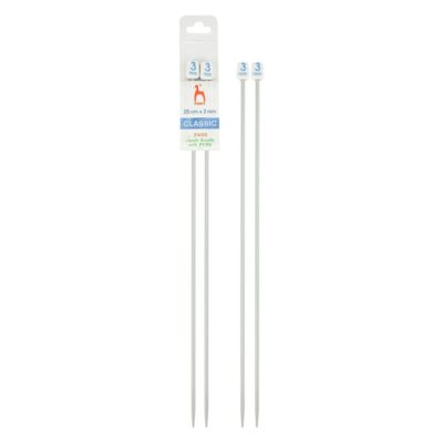 PONY STRAIGHT PAIR OF NEEDLES WITH ENDS 25CM X 3MM