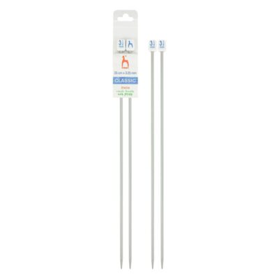 PONY STRAIGHT PAIR OF NEEDLES WITH ENDS 25CM