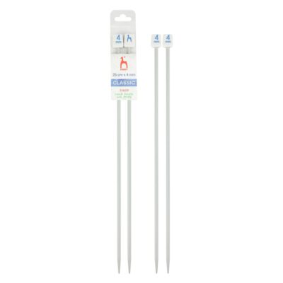 PONY STRAIGHT PAIR OF NEEDLES WITH ENDS 25CM