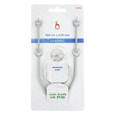 PONY CIRCULAR NEEDLES 100CM X 3.25MM ALUMINIUM