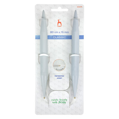 PONY CIRCULAR NEEDLES 80CM X 15MM PLASTIC