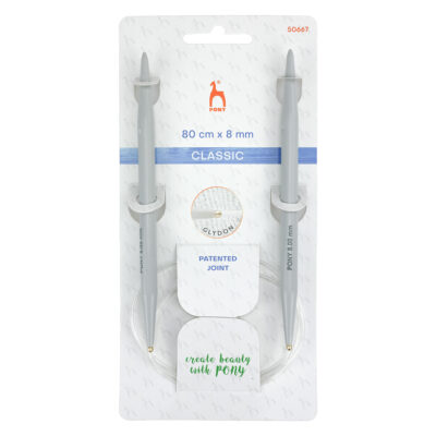PONY CIRCULAR NEEDLES 80CM X 8MM PLASTIC
