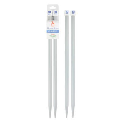 PONY STRAIGHT PAIR OF NEEDLES WITH ENDS 30CMX10MM