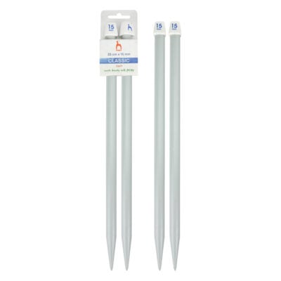 PONY STRAIGHT PAIR OF NEEDLES WITH ENDS 35CMX15MM