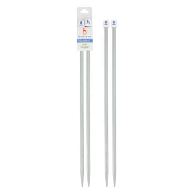 PONY STRAIGHT PAIR OF NEEDLES WITH ENDS 35CMX8MM
