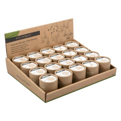 MILWARD CDU DISPLAY WOODEN STITCH MARKERS-20X POTS