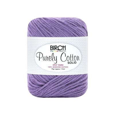 BIRCH YARN PURELY COTTON 100% 4PLY SOLID 75G/PK6 - 012 MUTED IRIS