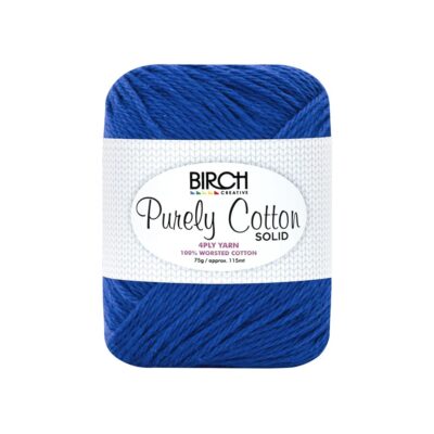 BIRCH YARN PURELY COTTON 100% 4PLY SOLID 75G/PK6 - 014 SAPPHIRE