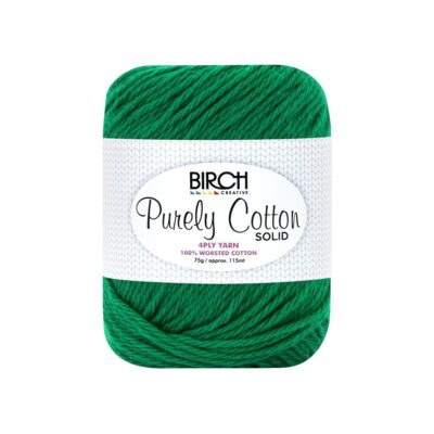 BIRCH YARN PURELY COTTON 100% 4PLY SOLID 75G/PK6 - 019 GREEN