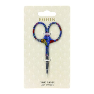 BOHIN BLOSSOM  FANCY EMBROIDERY SCISSOR 9CM - BLUE